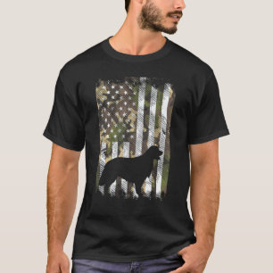 Camo Vlag Golden Retriever Vintage Patriottische H T-shirt