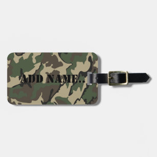 Camo Voeg naam, Bagagelabel met lederen band toe