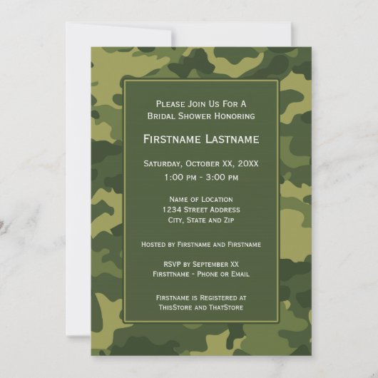 Camo Vrijgezellenfeest of Engagement Party Kaart (Voorkant)