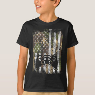 Camo VS-vlag Gamer Controller Patriottisch Mannen  T-shirt