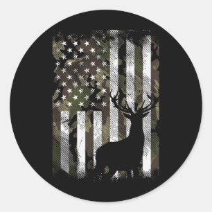 Camo VS Vlag Hert Eland Bok Camouflage Jagen Jager Ronde Sticker