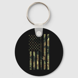 Camo Vs Vlag Vissen Hengel Paal Vintage Patriottis Sleutelhanger