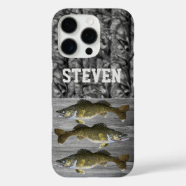 Camo Walleye Vist Naam Man Sportkool iPhone 16 Pro Hoesje