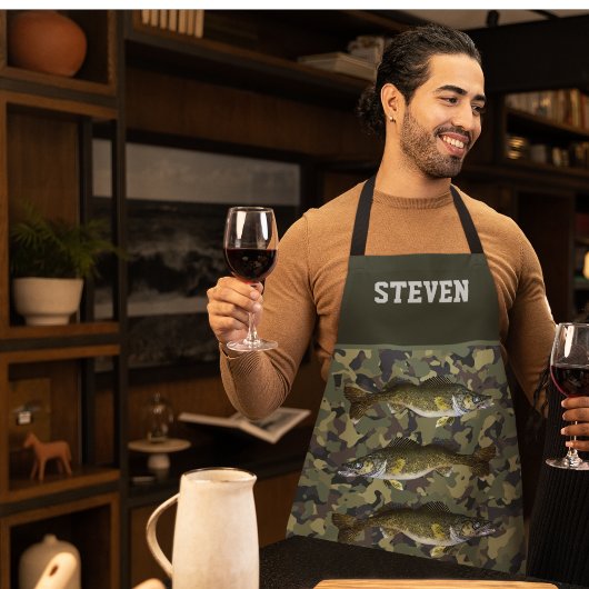 Camo Walleye Vist naam Sport Mannen buitenshuis Schort