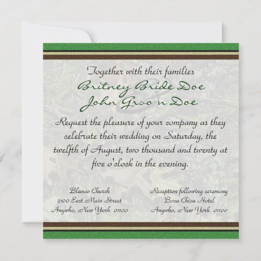 Camo Wedding Invitations Kaart (Achterkant)