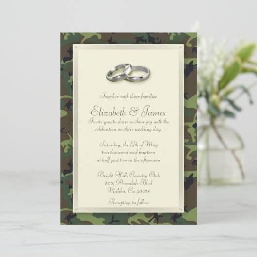 Camo Wedding Invitations Kaart (Staand voorkant)