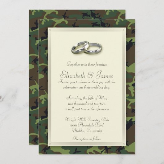 Camo Wedding Invitations Kaart (Voorkant / Achterkant)