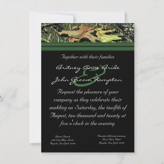 Camo Wedding Invitations Kaart (Achterkant)