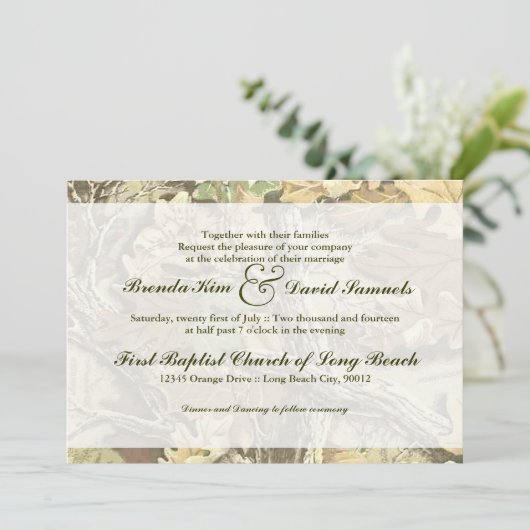 Camo Wedding Uitnodiging (Staand voorkant)