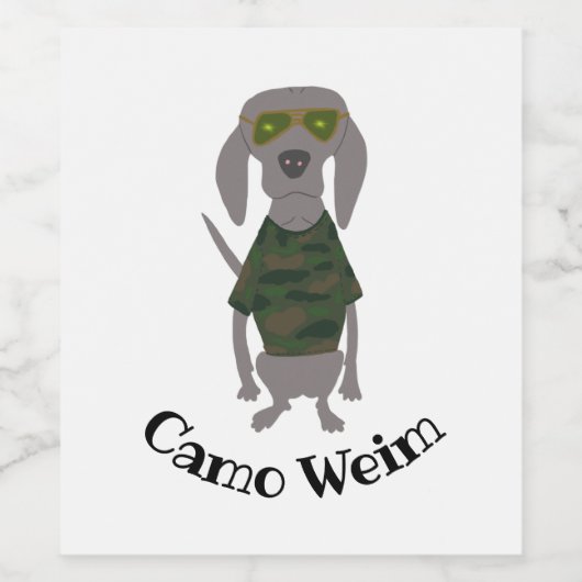Camo Weim Weimaraner Gray Ghost Dog Wijn Etiket (Enkel label)