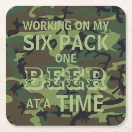 Camo werkt aan mijn sixpack kartonnen onderzetters