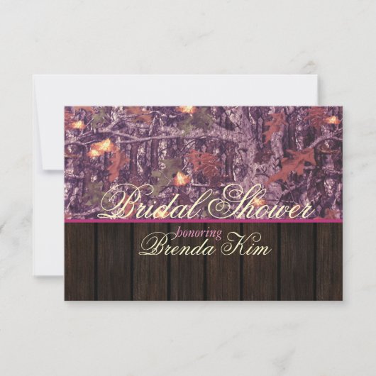 Camo Wood Pink Bridal Shower Kaart (Voorkant)