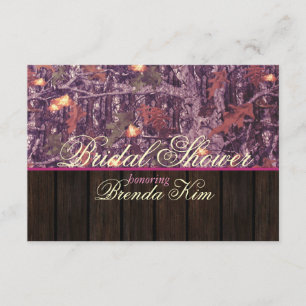 Camo Wood Pink Bridal Shower Kaart
