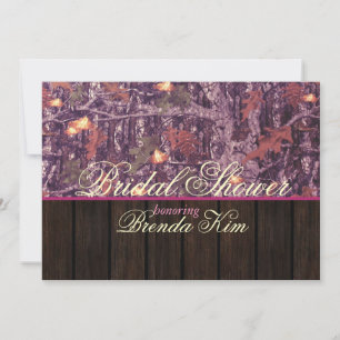 Camo Wood Pink Bridal Shower Kaart