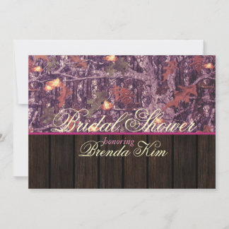 Camo Wood Pink Bridal Shower Kaart