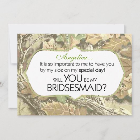 Camo zal je mijn uitnodiging voor de Bridesmaid zi (Voorkant)