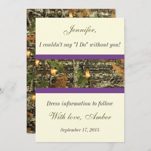 Camo Zal jij mijn bruidmaidenuitnodiging zijn? Kaart (Voorkant / Achterkant)