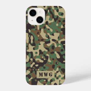 Camocamouflagepatroonmonogram initialen iPhone 14 hoesje