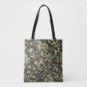 Camocamouflagepatroonmonogram initialen tote bag (Voorkant)
