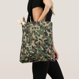 Camocamouflagepatroonmonogram initialen tote bag
