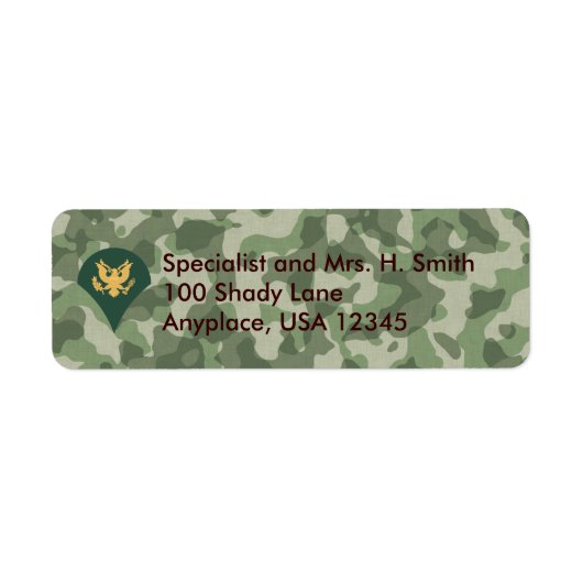 Camoflage-adreslabel van de specialist in het lege etiket (Voorkant)