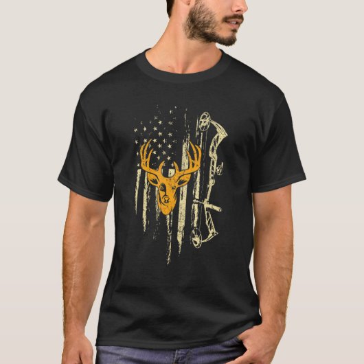 Camoflage American Flag Bowhunting Bow Archery Dee T-shirt (Voorkant)