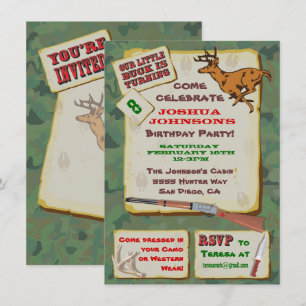 Camoflage Deer Hunting Birthday Party Kaart
