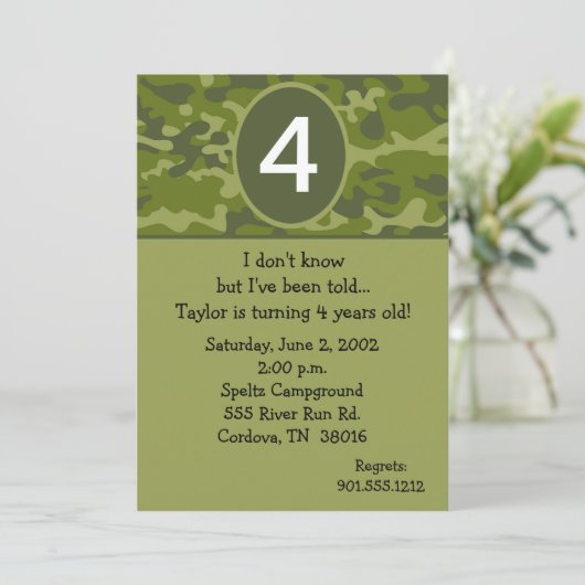 Camoflauge Birthday-uitnodigingen Kaart (Staand voorkant)