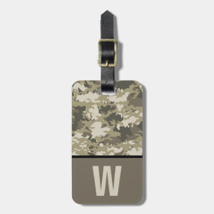 Camoflauge, Camo, Colour Block Kind Initiaal Bagagelabel