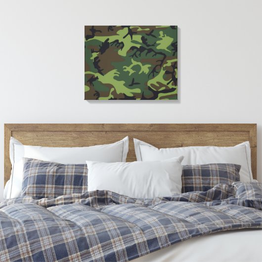 CAMOFLAUGE PATROON CANVAS AFDRUK (Insitu (Slaapkamer))