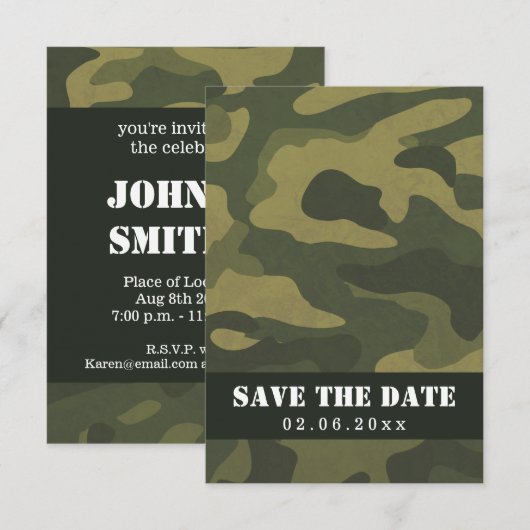 Camoflauge Save The Date (Voorkant / Achterkant)