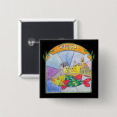 Camogli Fish Vierkante Button 5,1 Cm (Voorkant /achterkant)