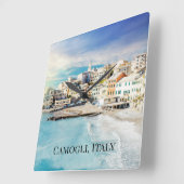 Camogli Italië Beach Ocean Mediterranean Painting Vierkante Klok (Hoek)