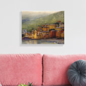 Camogli, Italië waterverf schilderij verpakt Canvas Afdruk (Insitu (Woonkamer))
