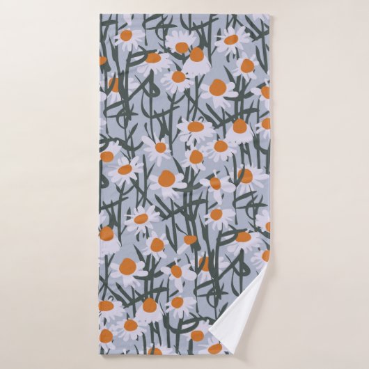 Camomile field seamless pattern on gray background badhanddoek (Badhanddoek)