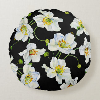 Camomile flowers watercolor illustration pattern rond kussen