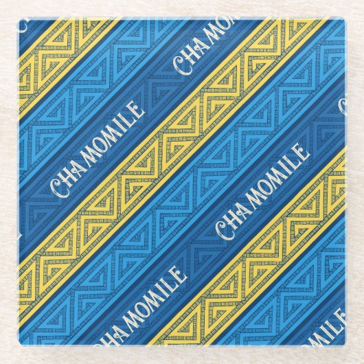 Camomile Tea Vibrant Yellow & Blue Celtic Stripes Glazen Onderzetter (Voorkant)