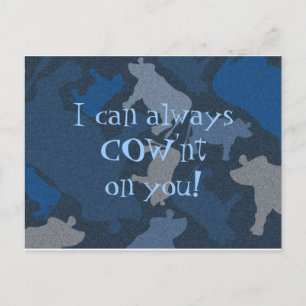 CaMOOflage Koe collage in blauw Briefkaart