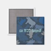 CaMOOflage Koe collage in blauw Magneet (Voorkant / Achterkant)