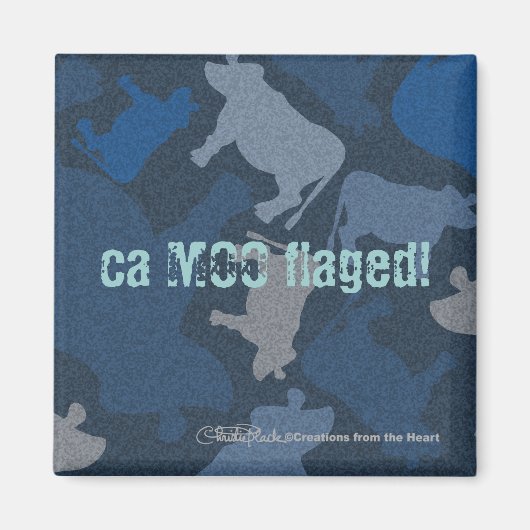 CaMOOflage Koe collage in blauw Magneet (Voorkant)