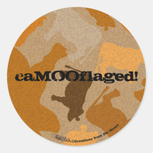 CaMOOflage Koe Collage in Sinaasappel Ronde Sticker