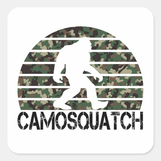 Camosquatch Grappige Bigfoot Vierkante Sticker (Voorkant)