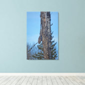 Camouflaed Great Grey Owl and Tree Wildlife Foto Canvas Afdruk (Insitu (Houten vloer))