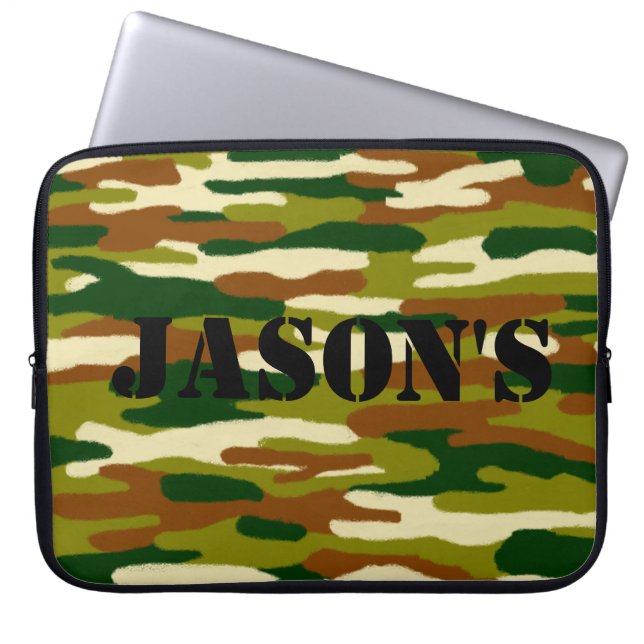 Camouflage - Aangepaste naam Laptop Sleeve (Voorkant)