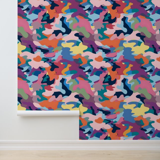 Camouflage Abstracte kleuren Behang (Applicatie)