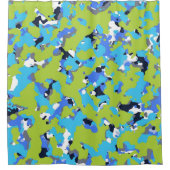 Camouflage afdrukken in een groene en blauwe kleur douchegordijn (Voorkant)