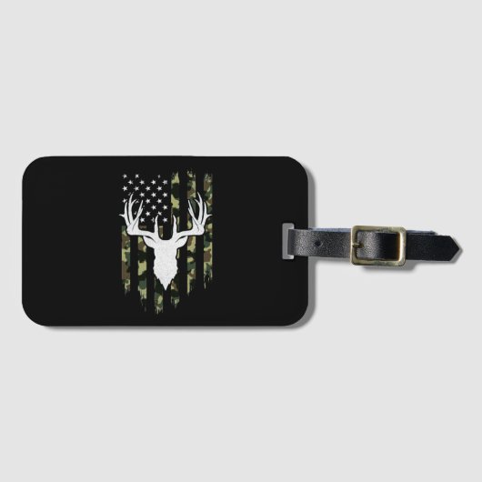 Camouflage American Flag Deer Hunting Bagagelabel (Voorkant (horizontaal))