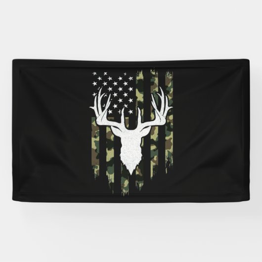 Camouflage American Flag Deer Hunting Spandoek (Horizontaal)
