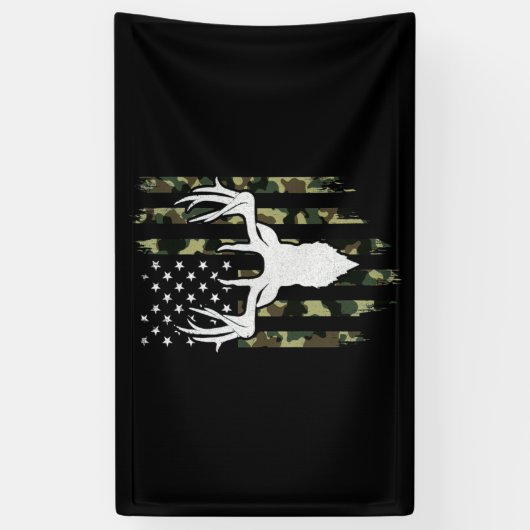 Camouflage American Flag Deer Hunting Spandoek (Verticaal)