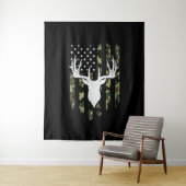 Camouflage American Flag Deer Hunting Wandkleed (In situ)